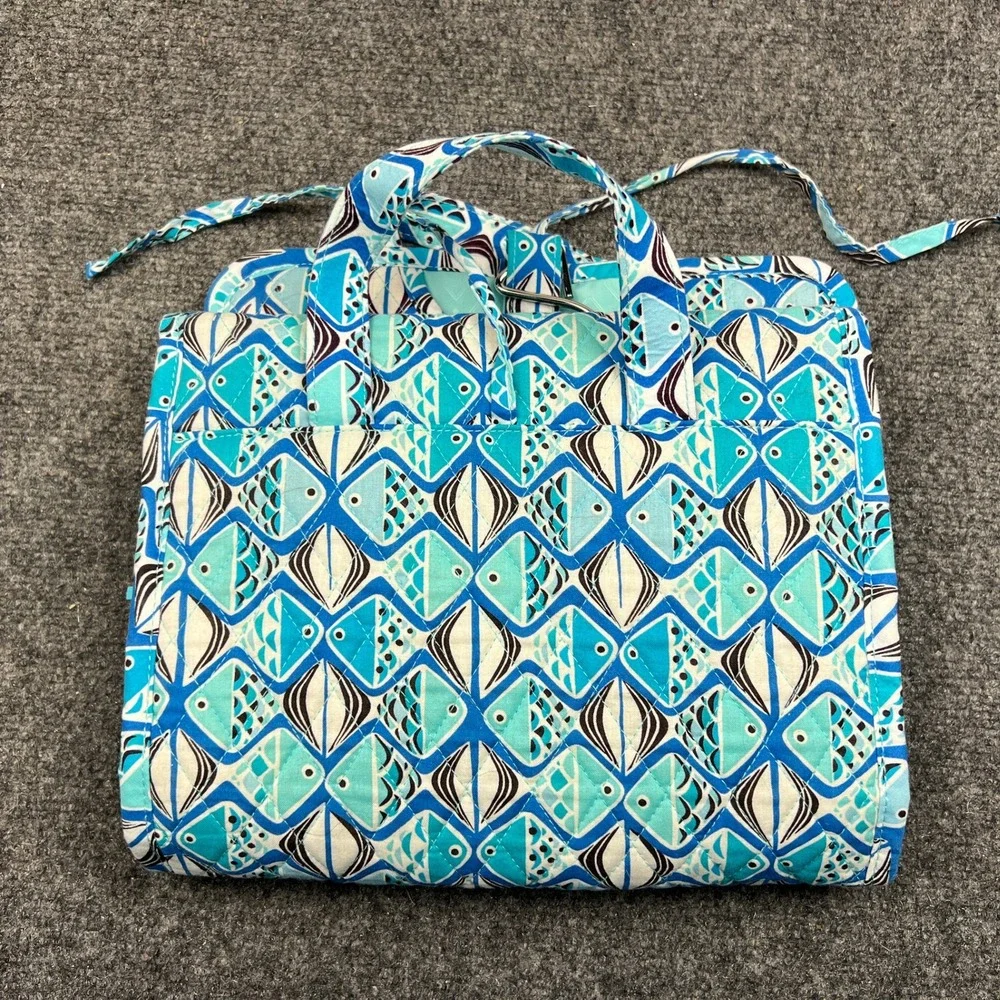 Vera Bradley Hanging Travel Organizer Go Fish Blue Quilted Toiletry Bag Pouch